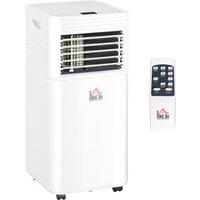 HOMCOM 9000 BTU 4-In-1 Compact Portable Mobile Air Conditioner Unit Cooling Dehumidifying Ventilating w/ Fan Remote LED 24 Hr Timer Auto Shut-Down