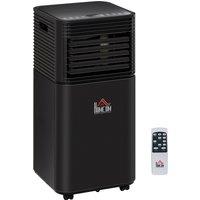 HOMCOM 9000 BTU 4-In-1 Compact Portable Mobile Air Conditioner Unit Cooling Dehumidifying Ventilating w/ Fan Remote LED 24h Timer, Black Aosom UK