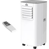 HOMCOM 5000 BTU 4-In-1 Compact Portable Mobile Air Conditioner Unit Cooling Dehumidifying Ventilating w/ LED Timer Auto Shut-down White Aosom UK