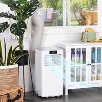 HOMCOM 8000 BTU 4-In-1 Compact Portable Mobile Air Conditioner Unit Cooling Dehumidifying Ventilating w/ Fan Remote LED Display 24 Hr Timer Aosom UK