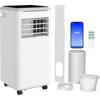 HOMCOM 9,000 BTU Portable Air Conditioner, Smart Home WiFi Compatible, Dehumidifier Cooling Fan for Room up to 20m, with Remote, LED Display White