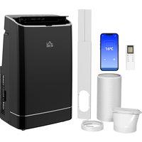 HOMCOM 14,000 BTU Mobile Air Conditioner, 35m, Smart Home WiFi, with Dehumidifier, Fan, 24H Timer, Window Kit, Black Aosom UK
