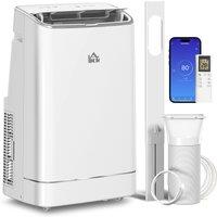 HOMCOM 14,000 BTU Mobile Air Conditioner, 35m, Smart Home WiFi, with Dehumidifier, Fan, 24H Timer, Window Kit, White Aosom UK