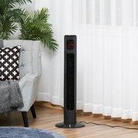 HOMCOM 38'' Freestanding Tower Fan, 3 Speed & Mode Settings, 12h Timer, 70 Degree Oscillation, LED Control Panel, Remote Control, Dark Grey Aosom UK