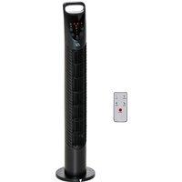 HOMCOM Oscillating Tower Cooler: 3 Speeds, 3 Modes, 40W, Remote Control, Timer, Quiet Operation for Home Office, Jet Black, 78.5cm Aosom UK