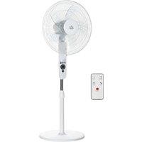 HOMCOM 18" Pedestal Fan with Sleep Mode, Oscillating Standing Fan with 3 Modes, Remote Control, Adjustable Height, White