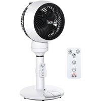 HOMCOM 28'' Air Circulator Fan 3 Speed 3 Mode, 70 Oscillation 90 Vertical Tilt, Height Adjustable, Remote Controller, Black & White Aosom UK