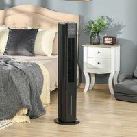 HOMCOM Portable Swamp Cooler: 42" Water-Cooled Unit, 3 Modes, Oscillating, Remote & Timer, Quiet for Bedrooms, Ebony Aosom UK