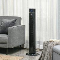 HOMCOM 42" Anion Tower Fan Cooling for Bedroom with 3 Speed, 8h Timer, Oscillating, LED Panel, 