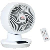 HOMCOM 28cm Electric Desk Fan, 3-Speed, Remote Control, Compact Portable Personal Cooling Fan for Ho