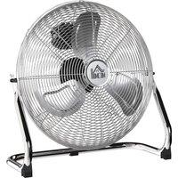 HOMCOM Metal Floor Fan with 3 Speeds & 120 Adjustable Tilt - Silver Tone