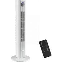 HOMCOM 28dB Tower Fan for Bedroom, 26 ft/s Velocity Standing Cooling Fan with 80 Oscillating, 12 Speeds, LED Display, 4 Modes, 12H Timer, Remote Control, 36 inch, White