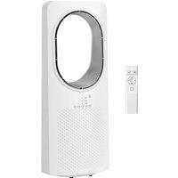 HOMCOM Bladeless Tower Fan for Bedroom, 36dB Standing Cooling Fan with 45 Oscillating, 3 Speeds, 3 Modes, 15H Timer, White