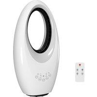 HOMCOM Bladeless Tower Fan, 36dB Standing Cooling Fan with 60 Oscillating, LED Lights, 3 Speeds, 7.5H Timer, Remote Control