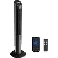 HOMCOM Tower Fan with WiFi App Control Standing Floor Cooling Fan Remote Control 101.8 cm Black