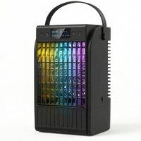 HOMCOM Portable Air Conditioner, 4-in-1 Mini Air Cooler with 4 Wind Speed, 2 Cool Mist, RGB 7 LED Light, Black