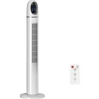 HOMCOM Tower Fan for Bedroom, Standing Floor Fan with 70 Oscillating, 3 Modes, 3 Speeds, 24 Hour Timer, White