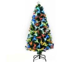 HOMCOM HOMCM 1.2m Tall Artificial Tree Fiber Optic Colorful LED Pre-Lit Holiday Home Christmas Decor