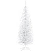 HOMCOM 5T Artificial Pine Pencil Slim Tall Christmas Tree with Branch Tips Xmas Holiday Dcor with Stand White Aosom UK