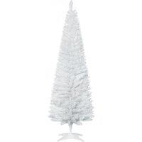 HOMCOM 1.8m 6ft Artificial Pine Pencil Slim Tall Christmas Tree with 390 Branch Tips Xmas Holiday Dcor with Stand White Aosom UK