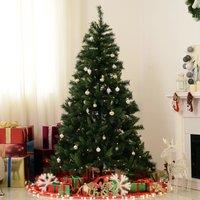 HOMCOM 1.8m 6ft Pre Lit Christmas Tree 200 LED Xmas Tree Holiday Dcor with Decorative Balls Ornament Metal Stand Aosom UK