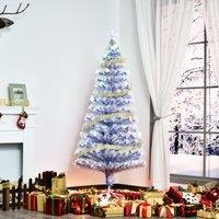 HOMCOM Artificial Fibre Optic Christmas Tree Seasonal Decoration w/ 20 LED Lights Pre-Lit Easy Store