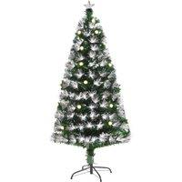 HOMCOM HOMCM 5ft White Light Artificial Christmas Tree w/ 180 LEDs Star Topper Tri-Base Full Bodied Seasonal Decoration Pre-Lit Home