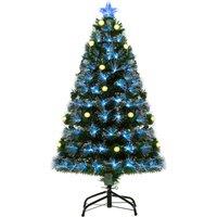 HOMCOM HOMCM 4ft White Light Artificial Christmas Tree w/ 130 LEDs Star Topper Tri-Base Full Bodied 