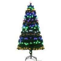 HOMCOM 6ft Pre-Lit Fiber Optic Christmas Tree W/ Star Tree Topper, Solid Metal Base, 220 Branch Tips