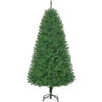 HOMCOM 6ft Prelit Christmas Tree Artificial Tree Warm White LED Light Holiday Home Xmas Decoration, Green Aosom UK