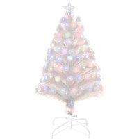 HOMCOM 3 Feet Prelit Artificial Christmas Tree with Fiber Optic LED Light, Holiday Home Xmas Decorat