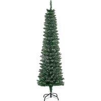 HOMCOM 5.5FT Artificial Snow Dipped Christmas Tree Xmas Pencil Tree Holiday Home Indoor Decoration with Foldable Black Stand, Green Aosom UK