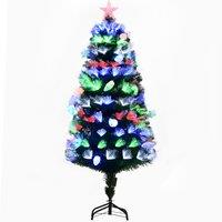 HOMCOM 5FT Pre-Lit Artificial Christmas Tree w/ Fibre Optic Baubles Fitted Star LED Light Holiday Ho