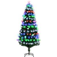HOMCOM 6FT Pre-Lit Artificial Christmas Tree w/ Fibre Optic Baubles Fitted Star LED Light Holiday Ho