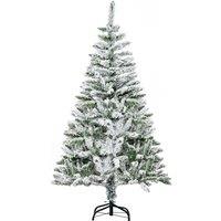 HOMCOM 5 Foot Snow Flocked Artificial Christmas Tree Xmas Pine Tree with 358 Realistic Branches, Aut