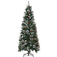 HOMCOM 6 Foot Snow Dipped Artificial Christmas Tree Slim Pencil Xmas Tree with 588 Realistic Branche
