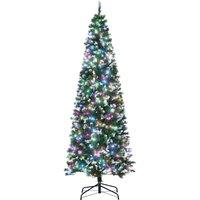 HOMCOM 7' Tall Prelit Pencil Slim Artificial Christmas Tree w/ Realistic Branches, 350 Colourful LED Lights & 818 Tips, Xmas Decoration Aosom UK