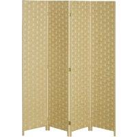 HOMCOM 4-Panel Room Dividers, Wave Fibre Freestanding Folding Privacy Screen Panels, Partition Wall Divider for Bedroom Office, 170 cm Aosom UK