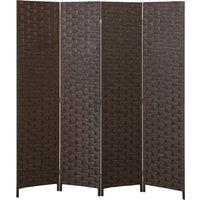 HOMCOM Wave Fibre Freestanding Folding Privacy Screen Panels, Room Divider, Dark Brown