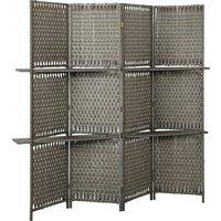 HOMCOM Wave Fibre Freestanding Folding Privacy Screen Panels, Room Divider, Grey