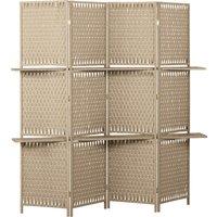 HOMCOM Wave Fibre Freestanding Folding Privacy Screen Panels, Room Divider, Natural Wood Finish