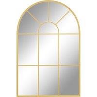 HOMCOM Modern Arched Wall Mirror, 91 x 60 cm Window Mirrors for Living Room, Bedroom, Gold Tone