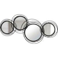 HOMCOM Metal Wall Art 56cm Modern Decorative Mirror Decor for Living Room Bedroom Dining Room, Black