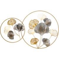 HOMCOM 3D Metal Wall Art Modern Ginkgo Leaves Hanging Wall Sculptures Home Decor for Living Room Bedroom Dining Room, Gold Aosom UK