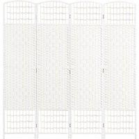HOMCOM 4 Panel Folding Room Divider, Privacy Screen, Freestanding Paravent Partition Separator for Living Room, Bedroom and Office, 160 x 170cm, White