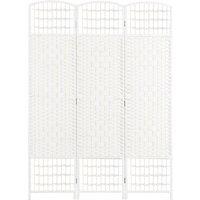 HOMCOM 3 Panel Folding Room Divider, Privacy Screen, Paravent Partition Separator for Living Room, Bedroom, White