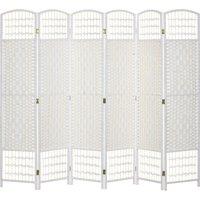 HOMCOM 6 Panel Folding Room Divider, Privacy Screen, Paravent Partition Separator for Living Room, Bedroom, White