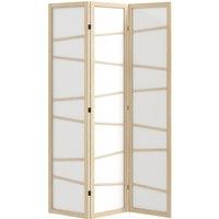 HOMCOM Wooden Folding Privacy Screen, 3 Panel Room Divider for Bedroom, Natural Wood Finish