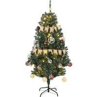 HOMCOM 5' Artificial Prelit Christmas Trees Holiday Dcor with Warm White LED Lights, Auto Open, Tinsel, Ball, Star Aosom UK