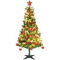 HOMCOM 6' Artificial Prelit Christmas Trees Holiday Dcor with Warm White LED Lights, Auto Open, Tinsel, Ball, Star Aosom UK